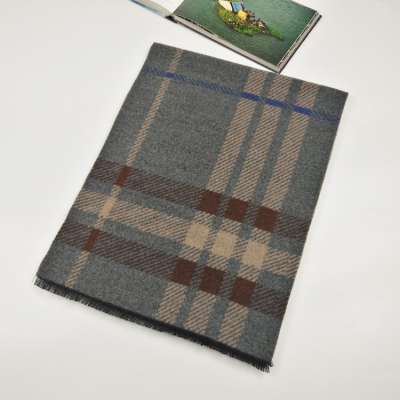 The latest Simple check design Silk and wool blended scarf Brushed jacquard scarf for men's ladies